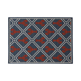 Outdoor Trellis Area Rug, Navy and Red - NH385803