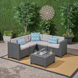 Outdoor All Weather Faux Wicker 5 Seater Sectional Sofa Set with Cushions - NH106903