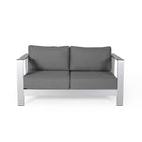 Outdoor Aluminum Club Chair and Coffee Table Set with Cushions - NH779803