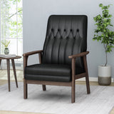 Mid-Century Faux Leather Modern Accent Chair - NH241213
