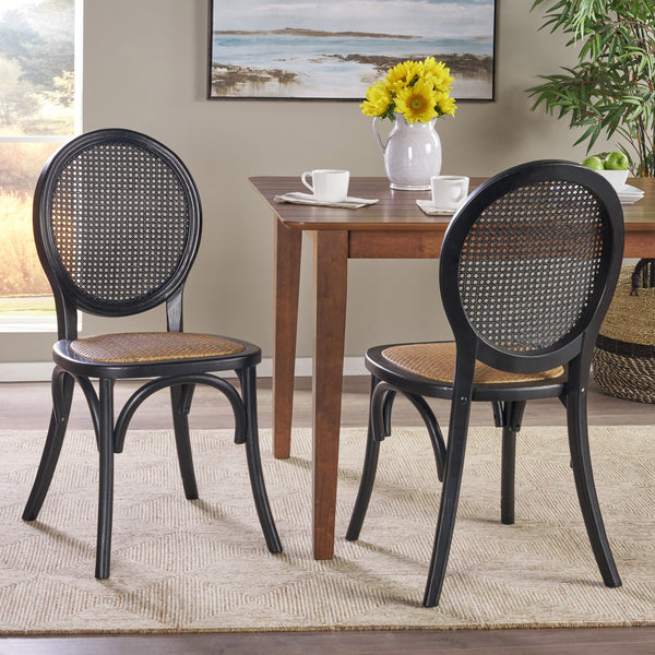 Elm Wood and Rattan Dining Chair (Set of 2) - NH513013