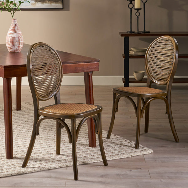 Elm Wood and Rattan Dining Chair (Set of 2) - NH513013