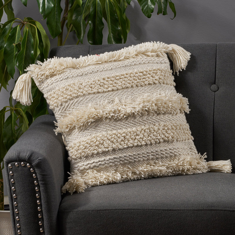 Boho Yarn and Cotton Throw Pillow - NH202213