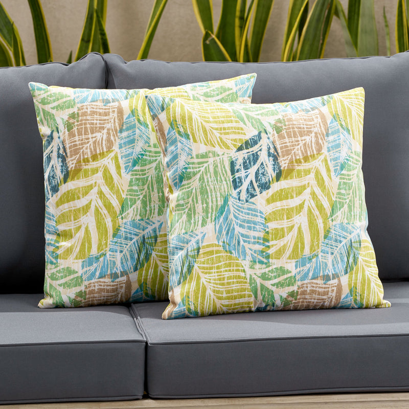 Outdoor Modern Square Water Resistant Fabric Pillow (Set of 2) - NH434013