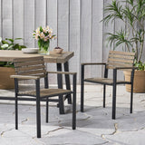 Outdoor Wood and Iron Dining Chairs (Set of 2) - NH928903
