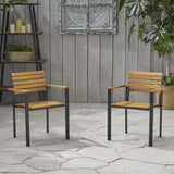 Outdoor Wood and Iron Dining Chairs (Set of 2) - NH928903