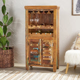 Shabby Reclaimed Wood Wine Rack Bar Cabinet - NH764013
