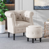 Chesterfield Style Tufted Fabric Accent Chair and Ottoman Set - NH693013