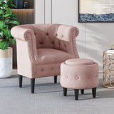 Chesterfield Style Tufted Fabric Accent Chair and Ottoman Set - NH693013