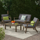 Outdoor Acacia Wood 4 Seater Chat Set with Cushions - NH051213
