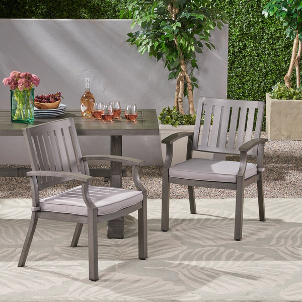 Outdoor Modern Aluminum Dining Chair With Cushion (Set of 2) - NH347013
