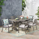 Outdoor Modern 6 Seater Aluminum Dining Set with Cushions - NH754113