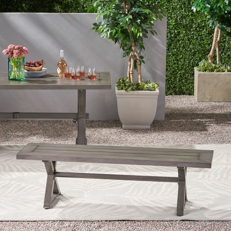 Modern Outdoor Aluminum Dining Bench - NH582013