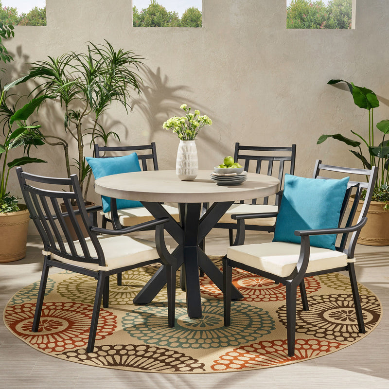Outdoor 5 Piece Dining Set with Light Weight Concrete Table - NH668113