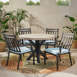 Outdoor 5 Piece Dining Set with Light Weight Concrete Table - NH668113
