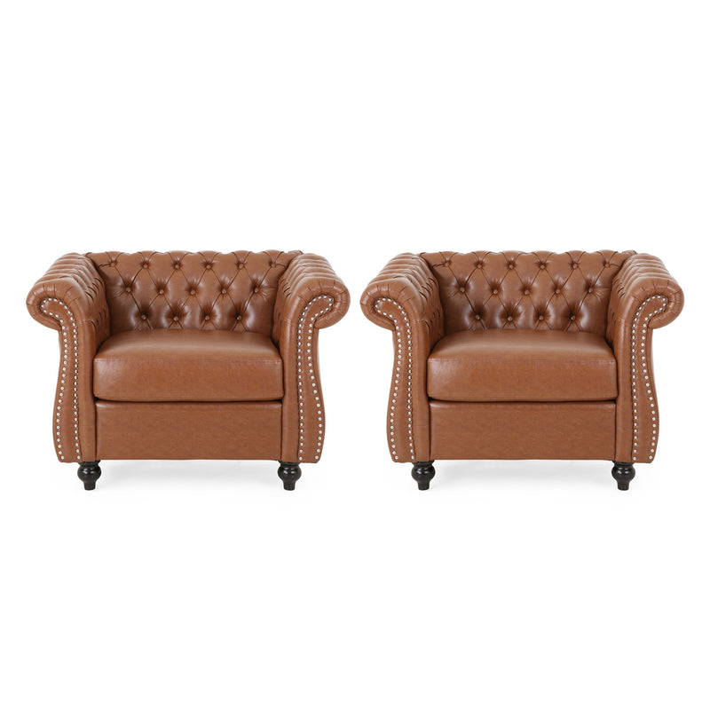 Traditional Chesterfield Club Chairs (Set of 2) - NH962313