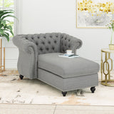Modern Glam Fabric Chesterfield Chaise Lounge - NH064013