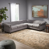 6 Seater Tufted Fabric Chesterfield Sectional - NH214013