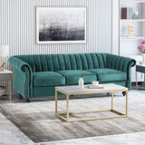 Modern Glam Velvet 3 Seater Sofa, Umber and Dark Brown - NH384013