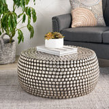 Modern Textured Iron Coffee Table, Nickel Antique - NH223013