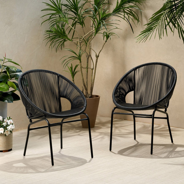 Outdoor Modern Faux Rattan Club Chair (Set of 2) - NH560113
