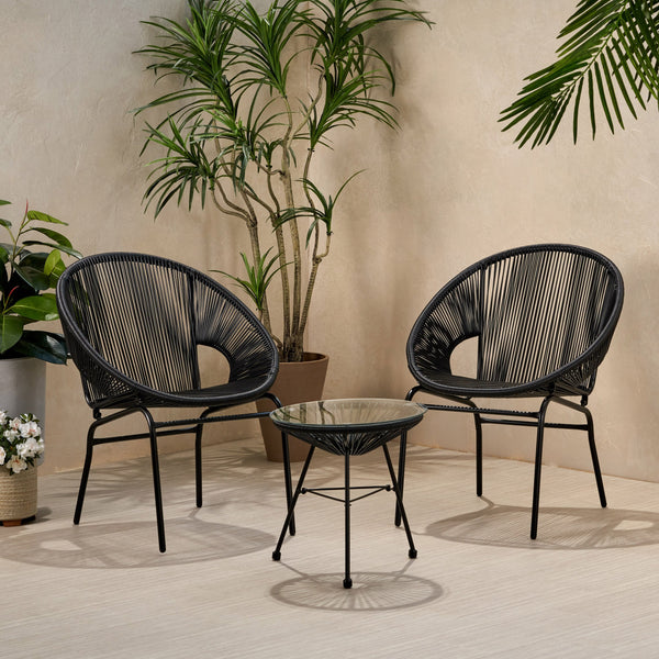Outdoor Modern 2 Seater Faux Rattan Chat Set - NH280113