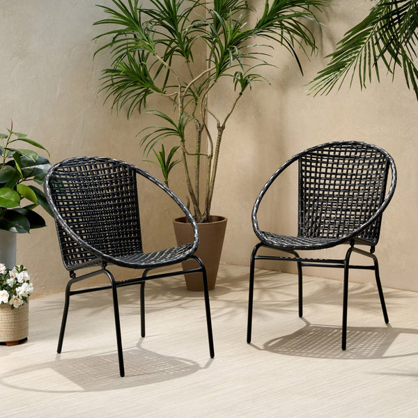 Outdoor Modern Faux Rattan Club Chair (Set of 2) - NH960113