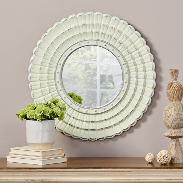 Modern Round Mirror with Carved Frame - NH035113