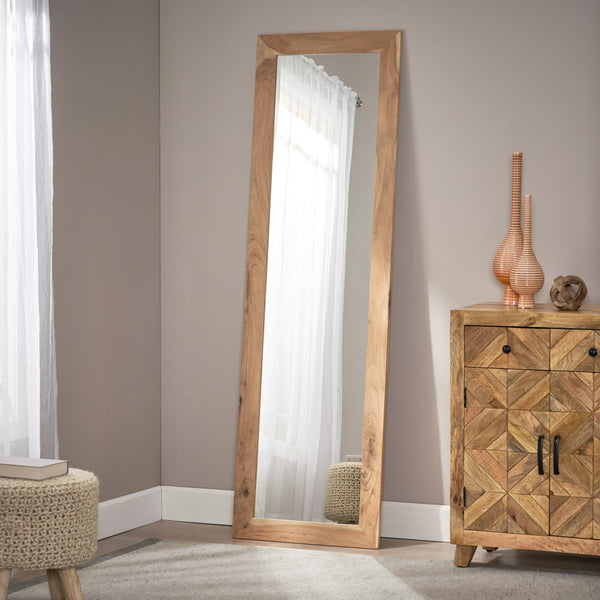 Rustic Floor Mirror with Acacia Wood Frame - NH130113