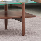 Acacia Wood Coffee Table with Tempered Glass Top - NH402113