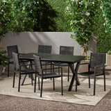 Outdoor Modern 6 Seater Aluminum Dining Set with Expandable Table - NH248013