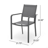 Outdoor Modern Aluminum Dining Chair with Mesh Seat (Set of 2) - NH728013