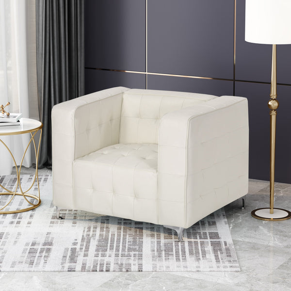 Modern Glam Cube Leather Club Chair - NH782013