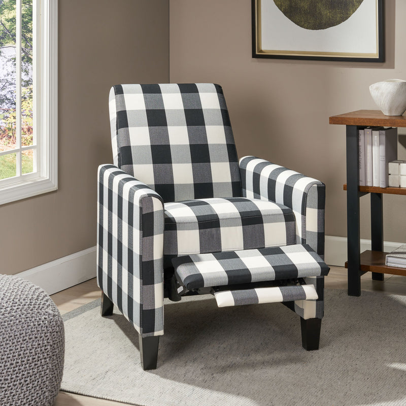 Contemporary Fabric Upholstered Push Back Recliner - NH846113