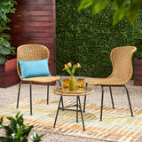 Outdoor Boho Wicker 3 Piece Chat Set - NH796113