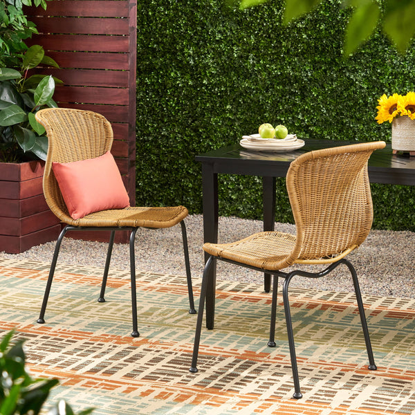 Outdoor Boho Wicker Dining Chair (Set of 2) - NH696113
