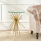 Modern Glam Sunburst Accent Table with Tempered Glass Top - NH530113