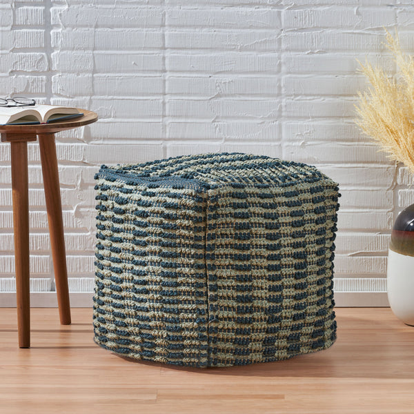 Boho Fabric Cube Pouf - NH527213