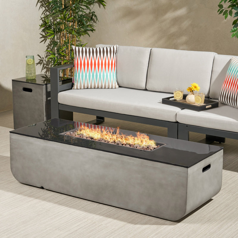 Outdoor 56-Inch Rectangular Fire Pit with Tank Holder - NH464113