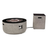 Outdoor Modern 31-Inch Circular Fire Pit with Tank Holder - NH664113