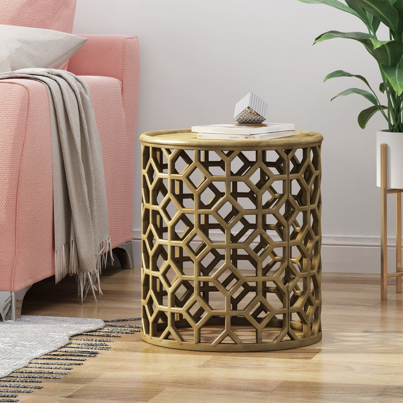 Modern Glam Aluminum Accent Table - NH350113