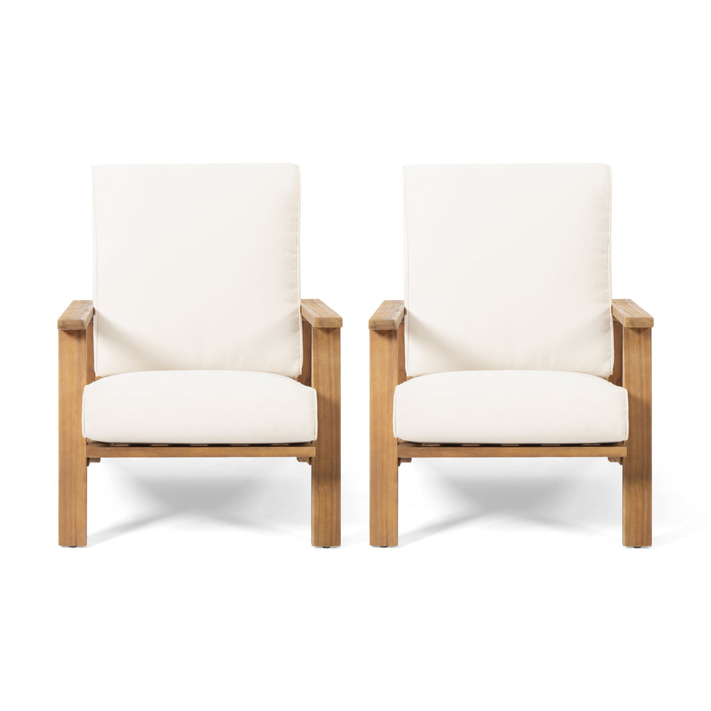 Outdoor Acacia Wood Club Chairs with Cushions (Set of 2) NH284213