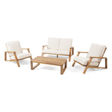 Outdoor Acacia Wood 4 Seater Chat Set with Cushions - NH684213