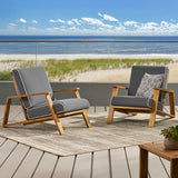 Outdoor Acacia Wood Club Chairs with Cushions (Set of 2) - NH284213
