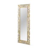 Traditional Standing Mirror with Floral Carved Frame - NH455113