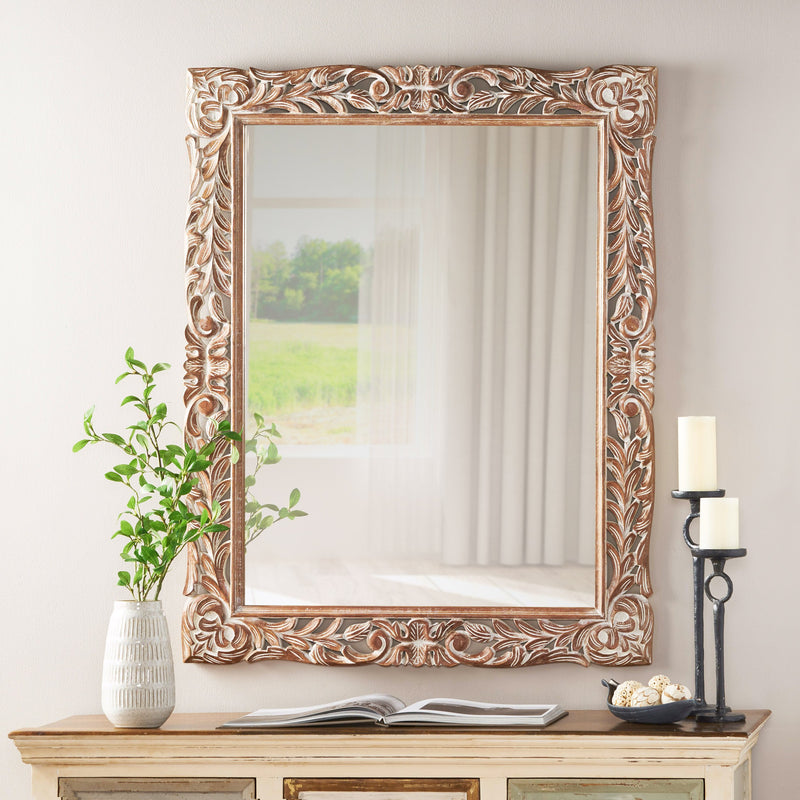 Traditional Mirror with Floral Carved Frame - NH755113