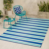 Outdoor Modern Scatter Rug, Night Blue, Turquoise, and Cream - NH410113