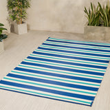 Outdoor Modern Scatter Rug, Night Blue, Turquoise, and Cream - NH410113