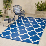Outdoor Modern Scatter Rug, Night Blue and White - NH610113