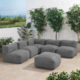 Outdoor Contemporary Fabric 5 Seater Bean Bag Sectional with Ottoman - NH032113